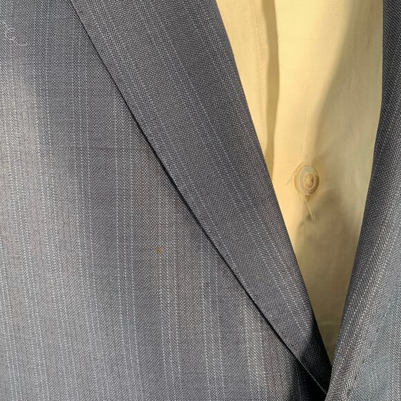 ERMENEGILDO ZEGNA Size 42 Regular Navy Blue Stripe Wool Notch Lapel Suit - Picture 11 of 16